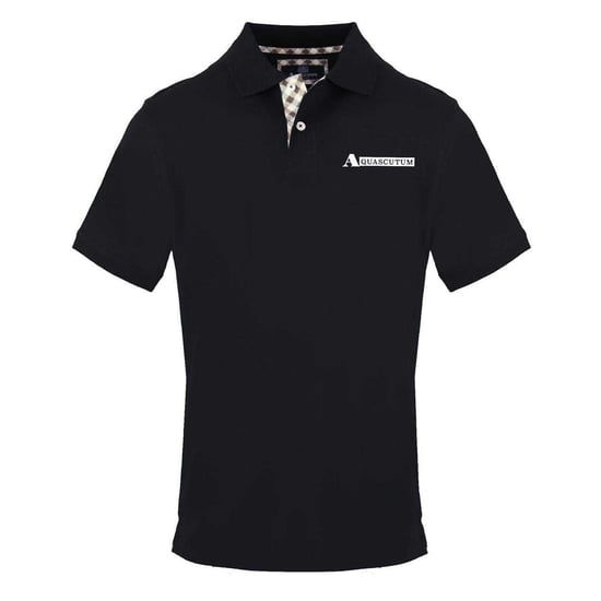 Aquascutum Mens Collared Short-Sleeved Polo Shirt (Black) - Image 1