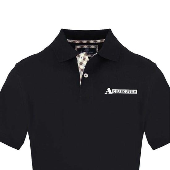 Aquascutum Mens Collared Short-Sleeved Polo Shirt (Black) - Image 3