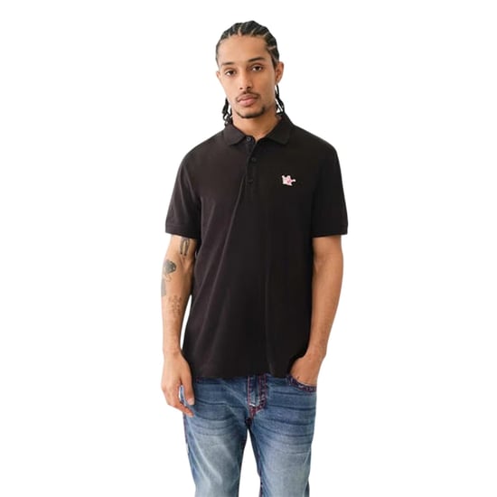 True Religion Polohemd met Boeddha-logo voor heren (Jet Zwart) - Image 1
