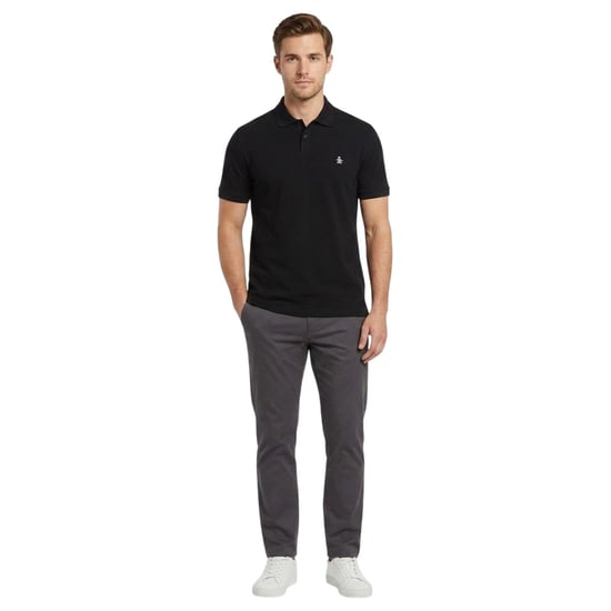 Original Penguin Polotröja med broderad logotyp för herrar (Svart) - Image 4