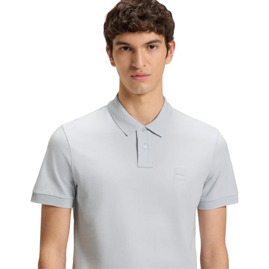 Boss Mannen Passenger Box Logo Polo Shirt (Lichtgrijs) - Image 3