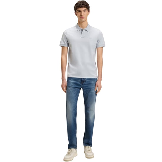 Boss Mannen Passenger Box Logo Polo Shirt (Lichtgrijs) - Image 4