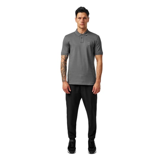 Boss Heren Passagiers Box Logo Polo Shirt (Houtskool) - Image 4