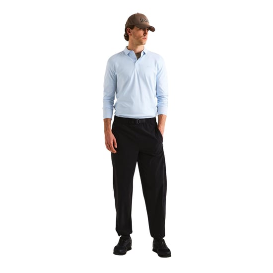Boss Heren Pirol Logo Lange Mouwen Polo Shirt (Blauw) - Image 4