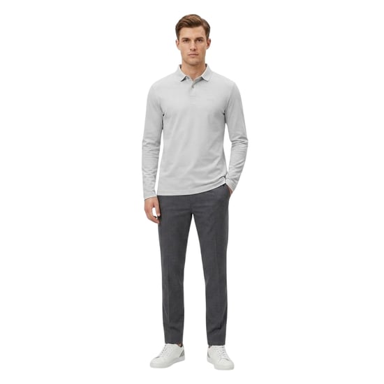 Boss Heren Pirol Logo Lange Mouwen Poloshirt (Lichtgrijs) - Image 4
