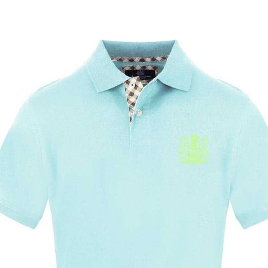 Aquascutum Heren Geborduurd Logo Kraag Korte Mouwen Polo Shirt (Lichtblauw) - Image 3