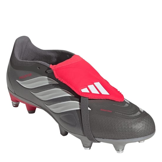 Men's adidas Predator Fold Over Tongue Academy Soft Ground Football Boots in Grey/Red - Image 3
