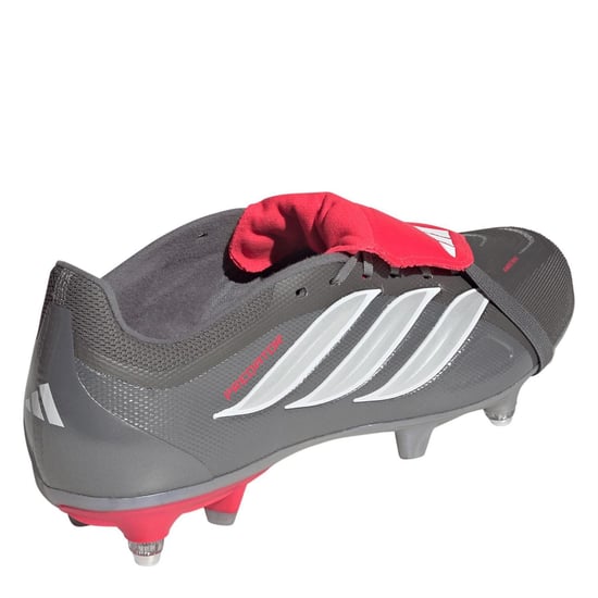 Men's adidas Predator Fold Over Tongue Academy Soft Ground Football Boots in Grey/Red - Image 4