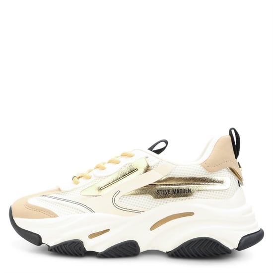 Women's Steve Madden Possession E Lace Up Platform Sneakers in Wht/Tan - Image 1
