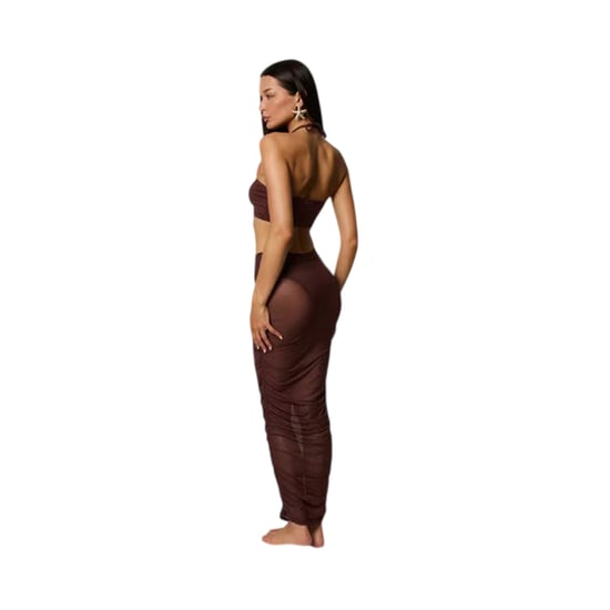 Honeyz Womens/Ladies Midi Mesh Halter Neck Bodycon Dress (Brown) - Image 2