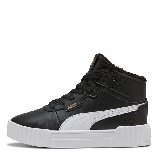 Boys Puma Kids Carina 3.0 Mid High Top Trainers in Black-White - Image 2
