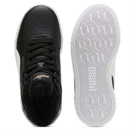 Boys Puma Kids Carina 3.0 Mid High Top Trainers in Black-White - Image 3