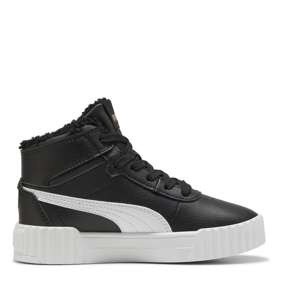 Boys Puma Kids Carina 3.0 Mid High Top Trainers in Black-White - Image 4