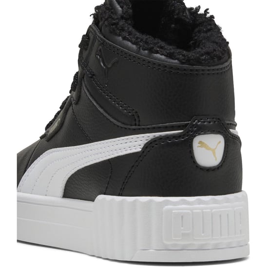 Boys Puma Kids Carina 3.0 Mid High Top Trainers in Black-White - Image 5