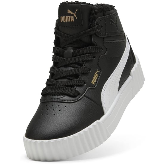 Boys Puma Kids Carina 3.0 Mid High Top Trainers in Black-White - Image 6