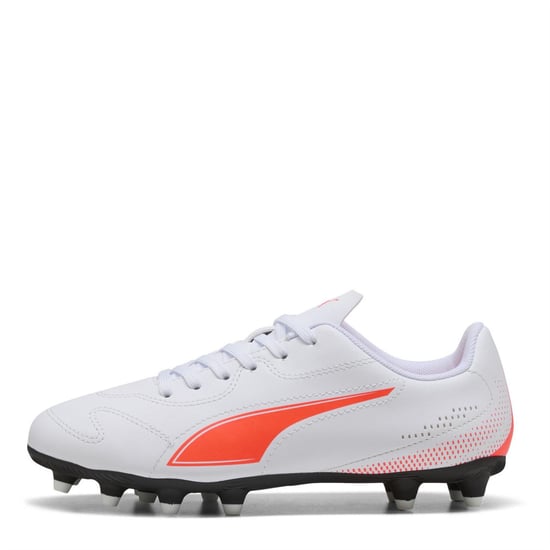 Boys Puma Firm Ground Football Boots in White-Glw Red - Image 2