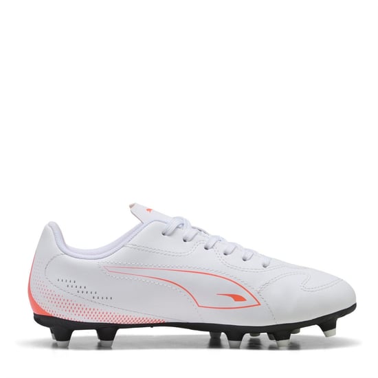 Boys Puma Firm Ground Football Boots in White-Glw Red - Image 4
