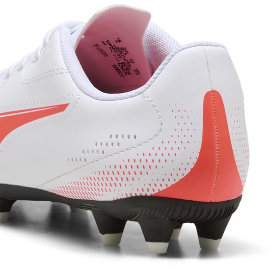 Boys Puma Firm Ground Football Boots in White-Glw Red - Image 5