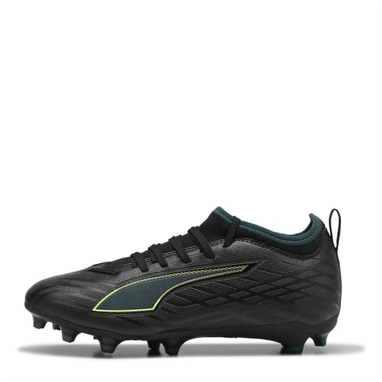 Boys Puma Kids Ultra 6 Match Firm Ground Football Boots in Blk-FL-GrnTrrn - Image 2
