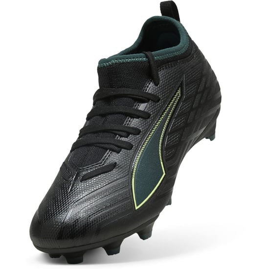 Boys Puma Kids Ultra 6 Match Firm Ground Football Boots in Blk-FL-GrnTrrn - Image 6