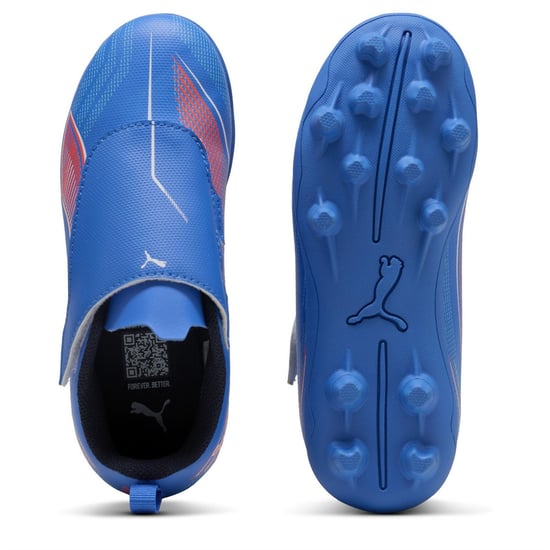 Boys Puma Kids Ultra 6 Play V Firm Ground Football Boots in Ultra Blue Wh - Image 3