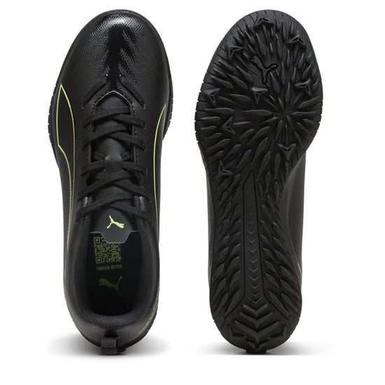 Boys Puma Ultra 6 Play Astro Turf Football Boots in Blk-FL-GrnTrrn - Image 3