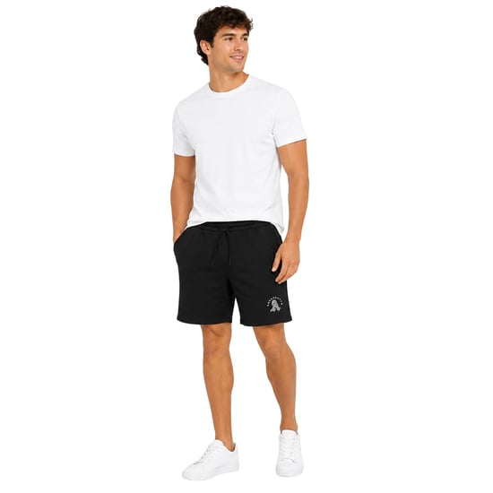 Aquascutum Mens Classic Logo Drawstring Waist Sweat Shorts (Black) - Image 4