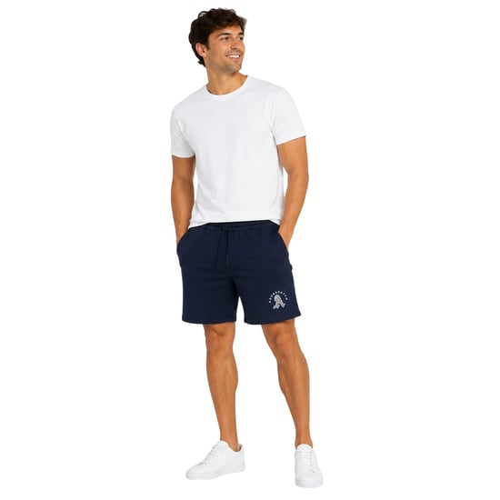Aquascutum Mens Classic Logo Drawstring Waist Sweat Shorts (Navy) - Image 4