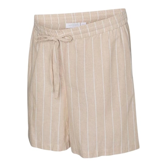 Mamalicious Damesshort met verticale strepen en een relaxte pasvorm (Lichtgeel) - Image 1