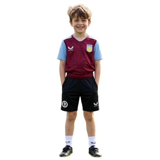 Castore Aston Villa FC-voetbalshorts voor kinderen (Zwart) - Image 3
