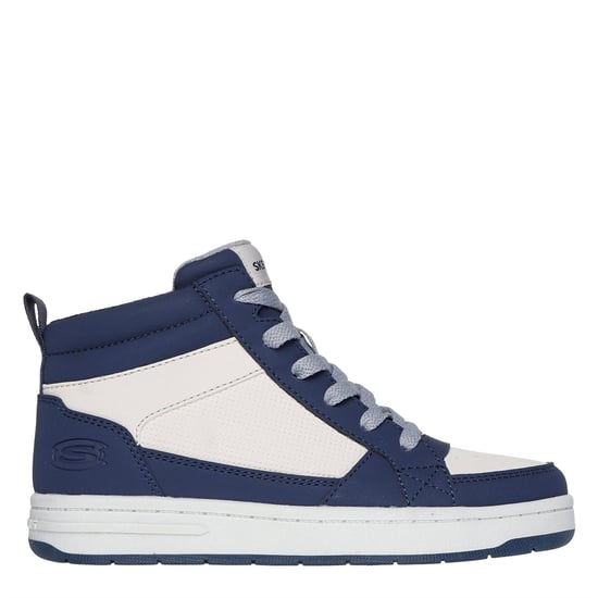 Boys Skechers Up Fleece Lined High Top W Zip High Top Trainers Unisex Kids in Navy/Tan - Image 3