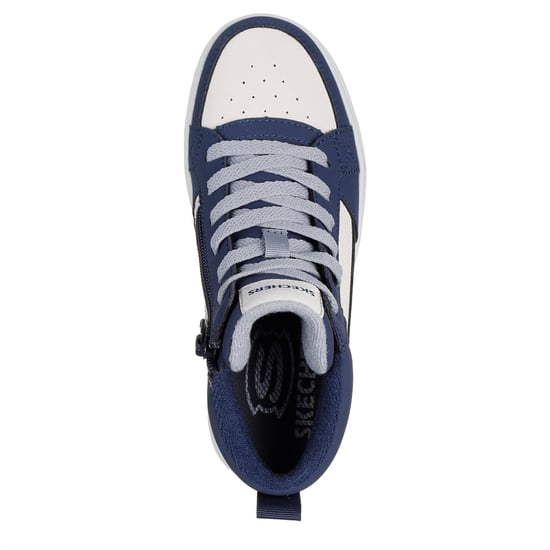 Boys Skechers Up Fleece Lined High Top W Zip High Top Trainers Unisex Kids in Navy/Tan - Image 5