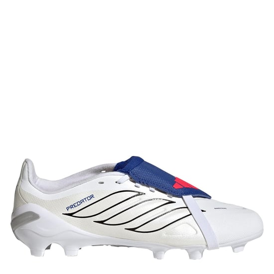 Boys adidas Pred .3 Firm Ground Lace-Up Sneakers in White/Blue - Image 1