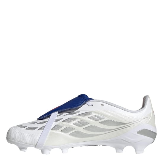 Boys adidas Pred .3 Firm Ground Lace-Up Sneakers in White/Blue - Image 2