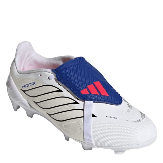 Boys adidas Pred .3 Firm Ground Lace-Up Sneakers in White/Blue - Image 3
