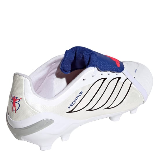 Boys adidas Pred .3 Firm Ground Lace-Up Sneakers in White/Blue - Image 4