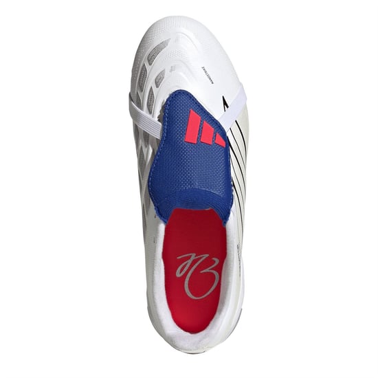 Boys adidas Pred .3 Firm Ground Lace-Up Sneakers in White/Blue - Image 5