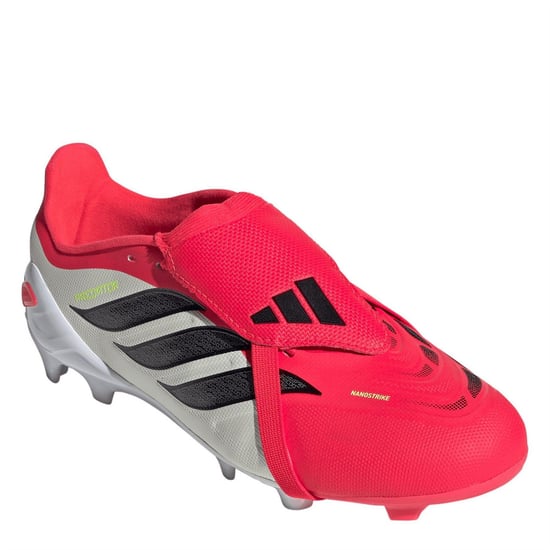 Boys adidas Pred .3 Firm Ground Lace-Up Sneakers in Red/Blk/White - Image 3