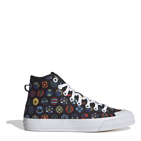 Boys adidas Originals Nizza Hi-Top Sneakers in Black/Wht/M - Image 1