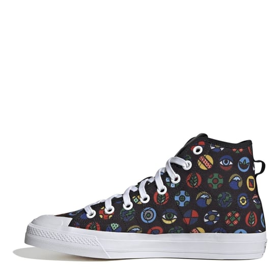 Boys adidas Originals Nizza Hi-Top Sneakers in Black/Wht/M - Image 2