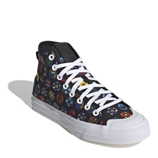 Boys adidas Originals Nizza Hi-Top Sneakers in Black/Wht/M - Image 3