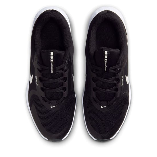Boys Nike Star Run Lace-Up Low Top Sneakers in Black/White - Image 5