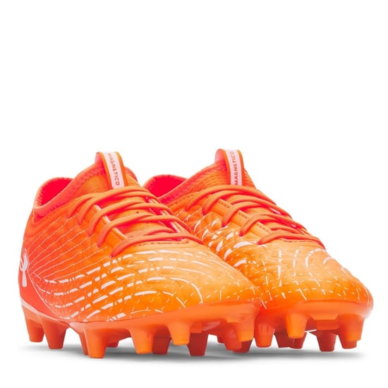 Boys Under Armour Magnetico Club Juniors Firm Ground Football Boots in Orange/White - Image 5