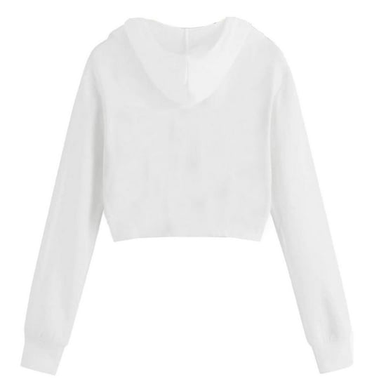Miso Relaxed Fit Crop Hoodie för dam och dam (Vit) - Image 2
