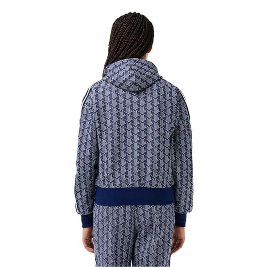 Lacoste Hoodie voor dames met all-overprint, geribd, normale pasvorm en doorlopende ritssluiting (Methylblauw) - Image 2