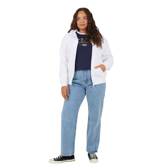 Brave Soul Hoodie met doorlopende rits voor dames in grote maten (Wit) - Image 1