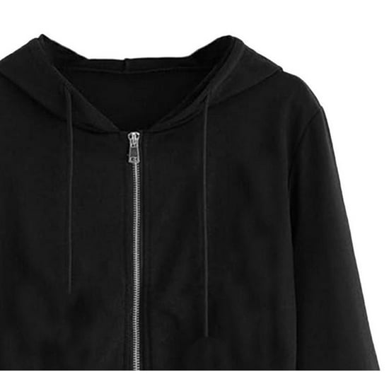 Miso Relaxed Fit Crop Hoodie för dam och dam (Svart) - Image 3