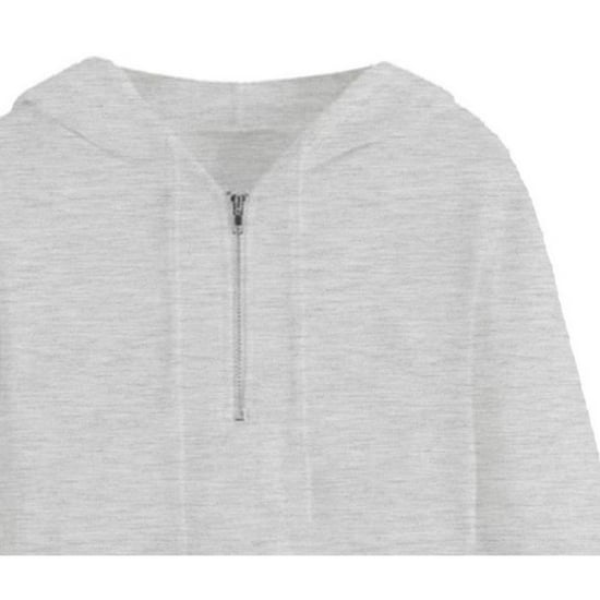 Miso Enfärgad kort hoodie för kvinnor/damer (Grått) - Image 3