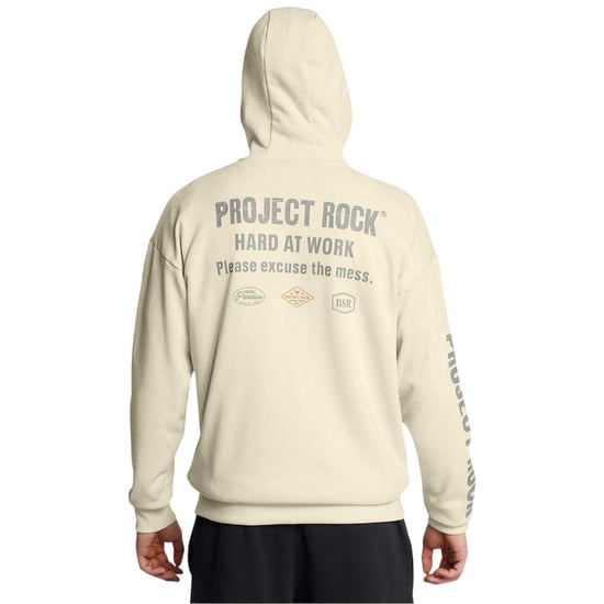 Under Armour Heren-hoodie met 'Project Rock'-print, relaxte pasvorm en doorlopende ritssluiting (Bruin) - Image 4