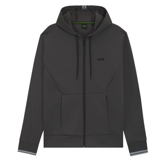 Boss Heren-hoodie met volledige ritssluiting en stretchstof (Donkergrijs) - Image 2